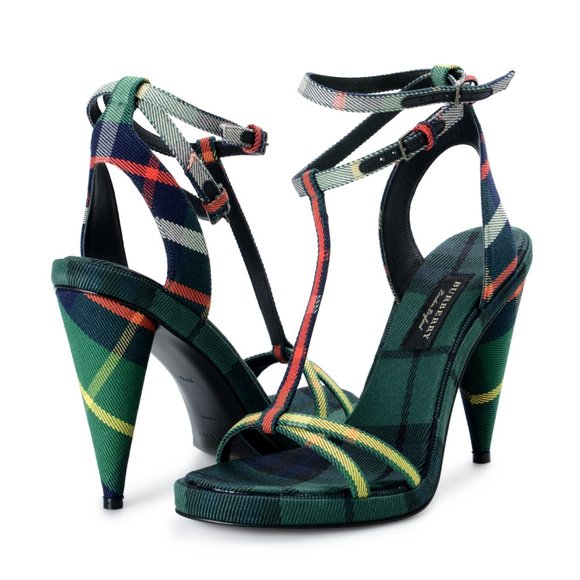 BURBERRY "London Canvas High Heels Sandals Shoes - Picture 8 of 8